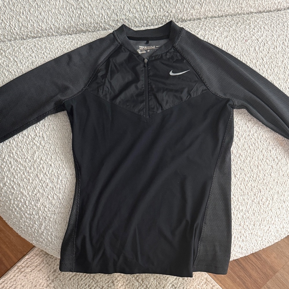 Nike Black and Gray Zip-Up Athletic Shirt